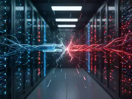 Serverraum mit leuchtenden Racks als Symbol für die Zerschlagung einer kriminellen Phishing-Plattform. - Foto: über boerse-global.de