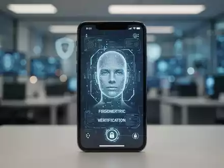 Nahaufnahme eines Smartphone-Bildschirms mit Gesichtserkennung zur biometrischen Kontosicherheit. - Foto: über boerse-global.de