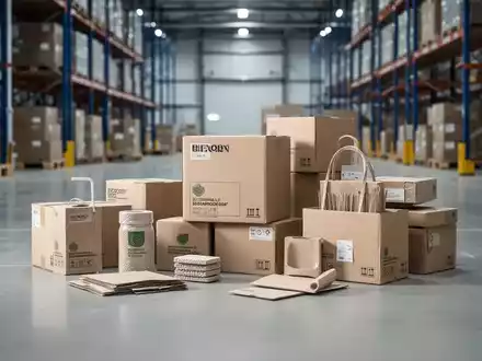 Nachhaltige Verpackungsmaterialien in einem modernen Logistiklager als Symbol für die PPWR-Vorgaben. - Foto: über boerse-global.de