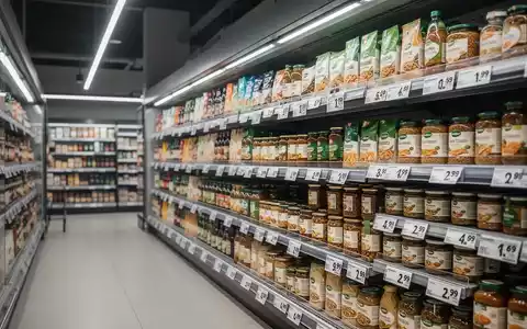 Ein aufgeräumtes Supermarktregal mit Preisschildern in einer hellen, professionellen Ladenumgebung. - Foto: über boerse-global.de