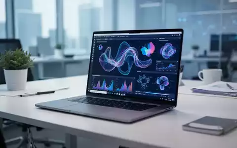 Moderner Laptop-Bildschirm mit Datenvisualisierung und KI-Software auf einem professionellen Schreibtisch. - Foto: über boerse-global.de