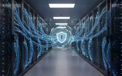 Hochmoderne digitale Schnittstelle mit Datenströmen und Sicherheitsüberwachung in einem Unternehmensserverraum. - Foto: über boerse-global.de