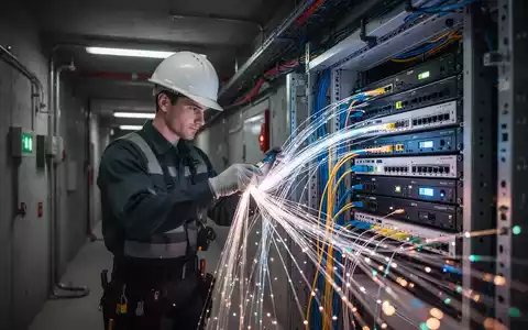 Ein Techniker installiert Glasfaserkabel in einem städtischen Versorgungsschacht für Hochgeschwindigkeits-Breitbandinfrastruktur. - Foto: über boerse-global.de