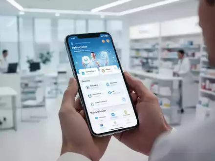 Smartphone mit digitaler Apotheken-App in professionellem Büro. - Foto: über boerse-global.de