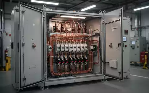 Geöffnete Schaltschränke einer elektrischen Anlage in einem industriellen Umfeld zur Verdeutlichung elektrischer Gefahren. - Foto: über boerse-global.de