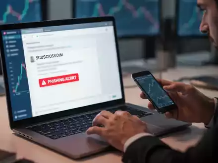 Nahaufnahme eines Laptops mit einer verdächtigen Phishing-E-Mail, die eine Kontosperrung vortäuscht. - Foto: über boerse-global.de