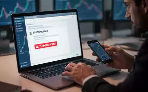 Nahaufnahme eines Laptops mit einer verdächtigen Phishing-E-Mail, die eine Kontosperrung vortäuscht. - Foto: über boerse-global.de