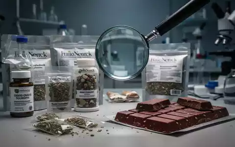 Nahaufnahme von Nahrungsergänzungsmitteln und Schokoriegeln unter einer Lupe im Labor zur Untersuchung von Inhaltsstoffen. - Foto: über boerse-global.de
