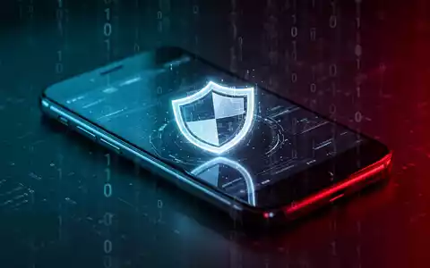 Ein Smartphone-Display mit einem digitalen Schutzschild-Symbol vor einem dunklen Hintergrund mit Cyber-Sicherheitscode. - Foto: über boerse-global.de