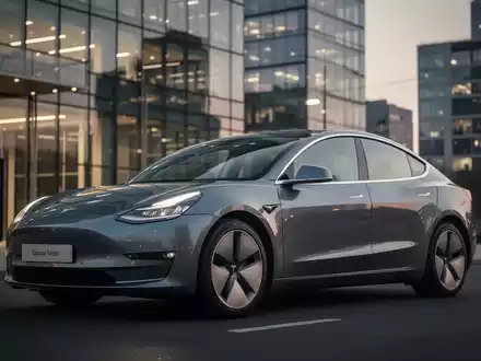 Modernes Elektroauto vor einem modernen Bürogebäude bei Dämmerung als Symbol für Firmenwagenstrategien. - Foto: über boerse-global.de