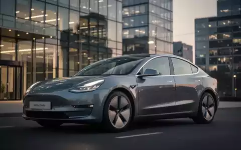 Modernes Elektroauto vor einem modernen Bürogebäude bei Dämmerung als Symbol für Firmenwagenstrategien. - Foto: über boerse-global.de