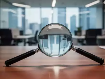 Ein Vergrößerungsglas auf einem Schreibtisch als Symbol für arbeitsrechtliche Überwachung und Datenschutz. - Foto: über boerse-global.de