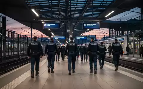 Bundespolizisten patrouillieren auf einem modernen deutschen Hauptbahnhof während eines Sicherheitseinsatzes. - Foto: über boerse-global.de