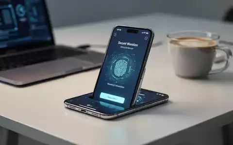 Ein Smartphone zeigt eine biometrische Sicherheitsoberfläche auf einem sauberen, modernen Schreibtisch. - Foto: über boerse-global.de