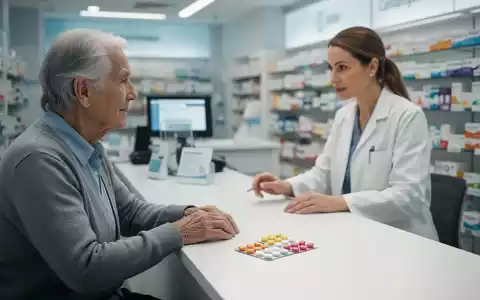 Ein Apotheker berät einen älteren Patienten bei der Medikamentenauswahl an einem modernen Apothekentresen. - Foto: über boerse-global.de