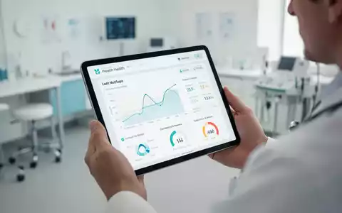 Ein Tablet mit digitalen Gesundheitsdaten und medizinischen Diagrammen in einer modernen, professionellen klinischen Umgebung. - Foto: über boerse-global.de