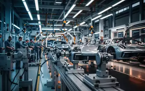 Moderne Produktionshalle eines Sportwagenherstellers mit Fokus auf Fertigungsanlagen und industrieller Atmosphäre. - Foto: über boerse-global.de