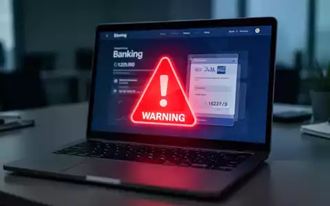 Ein Laptop-Bildschirm zeigt eine digitale Banking-Oberfläche mit einer roten Warnmeldung vor Phishing-Betrug. - Foto: über boerse-global.de