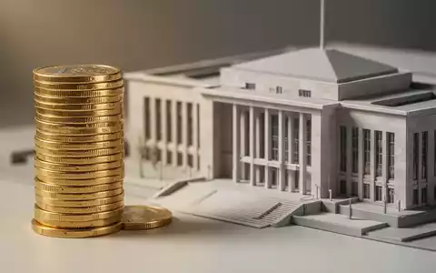 Ein Stapel Euro-Münzen neben einem Modell eines Regierungsgebäudes, das die steigenden Sozialausgaben symbolisiert. - Foto: über boerse-global.de