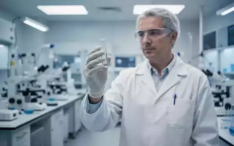 Ein Wissenschaftler in einem modernen Labor hält ein medizinisches Fläschchen vor einem verschwommenen klinischen Hintergrund. - Foto: über boerse-global.de