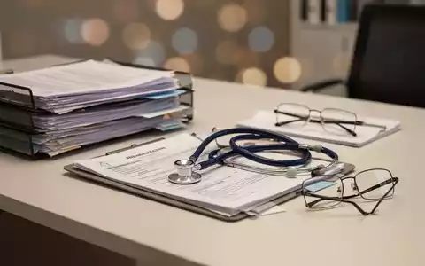 Ein moderner Schreibtisch mit medizinischen Unterlagen und einem Stethoskop als Symbol für die Pflegeeinstufung. - Foto: über boerse-global.de