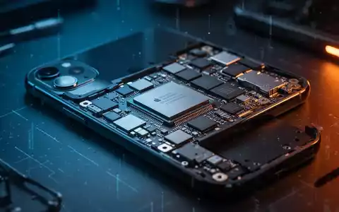 Nahaufnahme eines zerlegten iPhone-Motherboards auf einem dunklen Arbeitstisch in einer professionellen IT-Umgebung. - Foto: über boerse-global.de