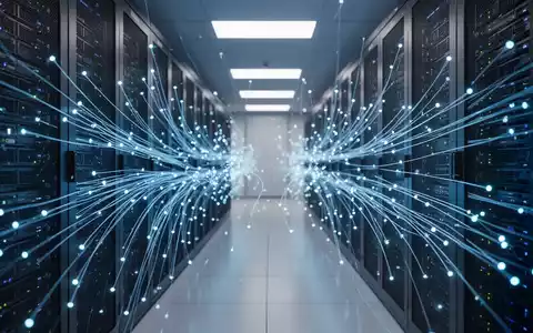 Abstraktes Bild eines modernen Serverraums mit blauen Lichteffekten als Symbol für künstliche Intelligenz. - Foto: über boerse-global.de