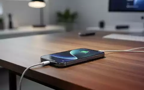 Ein modernes Smartphone liegt auf einem Schreibtisch und wird geladen, umgeben von einer minimalistischen Büro-Umgebung. - Foto: über boerse-global.de