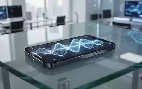 Ein modernes iPhone mit einer leuchtenden KI-Oberfläche auf dem Display in einem hellen, modernen Büro. - Foto: über boerse-global.de