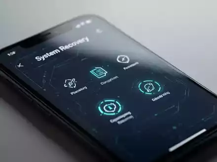 Ein Smartphone-Display zeigt eine moderne Benutzeroberfläche zur Systemwiederherstellung und Diagnose. - Foto: über boerse-global.de