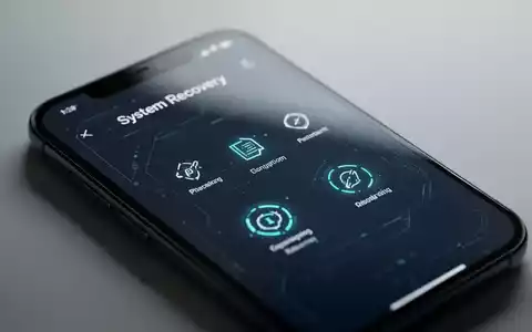 Ein Smartphone-Display zeigt eine moderne Benutzeroberfläche zur Systemwiederherstellung und Diagnose. - Foto: über boerse-global.de