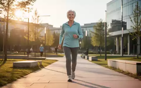 Eine aktive ältere Person, die zügig und gesund in einem sonnigen Park spazieren geht. - Foto: über boerse-global.de