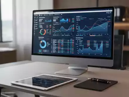 Moderner Büroarbeitsplatz eines Steuerberaters mit digitaler Software auf einem Monitor. - Foto: über boerse-global.de