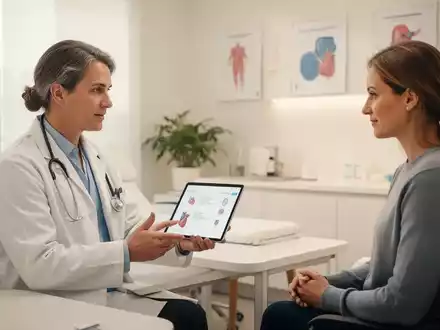 Ein Arzt im Gespräch mit einem Patienten in einer modernen Arztpraxis zur ganzheitlichen Schmerztherapie. - Foto: über boerse-global.de
