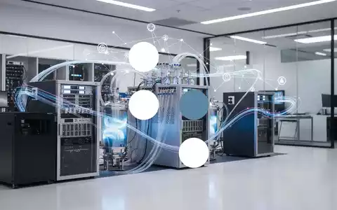 Abstrakte Darstellung eines Quantencomputer-Labors mit leuchtenden Datenknoten in kühler, professioneller Lichtstimmung. - Foto: über boerse-global.de