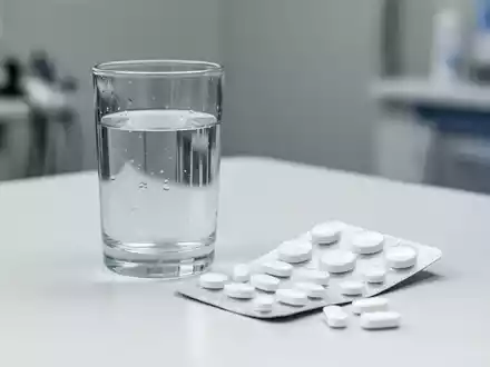 Nahaufnahme von Kalziumtabletten und einer Medikamentenpackung auf einem medizinischen Behandlungstisch. - Foto: über boerse-global.de