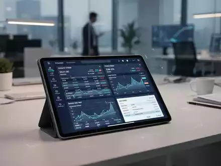 Digitales Tablet mit Finanzdaten und elektronischen Rechnungsdiagrammen in einem modernen Büro. - Foto: über boerse-global.de