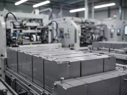 Moderne Produktionsanlagen in einer Industriehalle eines Batterieherstellers. - Foto: über boerse-global.de
