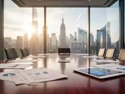 Moderner Konferenzraum in einem Bürogebäude mit Blick auf eine Skyline, symbolisch für regulatorische Transparenz. - Foto: über boerse-global.de