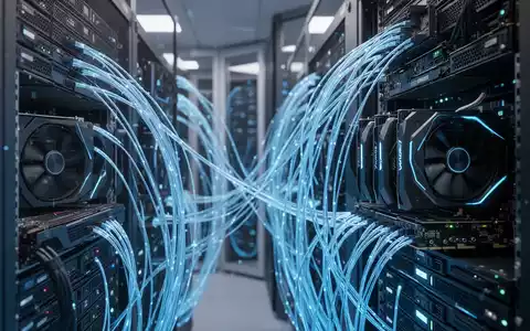 Moderne Serverräume mit leuchtenden Glasfaserkabeln und Hochleistungs-Grafikprozessoren als Symbol für KI-Infrastruktur. - Foto: über boerse-global.de