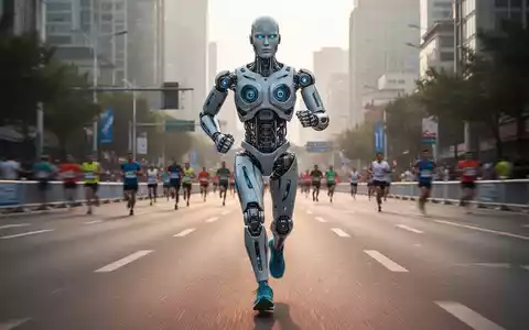 Ein hochmoderner humanoider Roboter beim Laufen auf einer Straße während eines Marathons in Peking. - Foto: über boerse-global.de