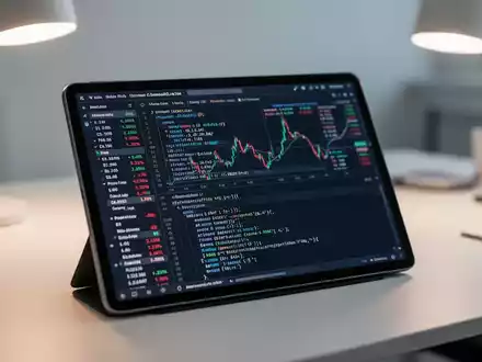 Tablet mit komplexen Finanzdaten und Code für KI-gestützte Dokumentenanalyse in einem modernen Büro. - Foto: über boerse-global.de