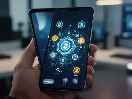 Ein Samsung Galaxy Smartphone zeigt eine Krypto-Wallet-Oberfläche für digitale Vermögenswerte. - Foto: über boerse-global.de