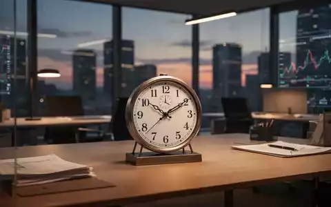 Eine Schreibtisch-Uhr auf einem modernen Büroarbeitsplatz symbolisiert den Achtstundentag. - Foto: über boerse-global.de