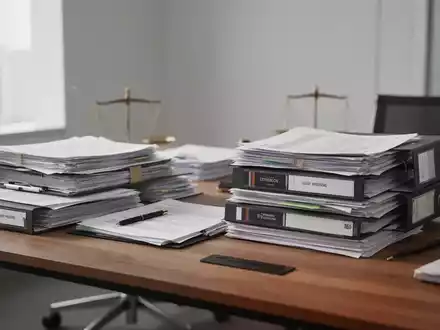 Stapel von Rechtsdokumenten auf einem Schreibtisch in einem modernen Büro vor unscharfem Hintergrund. - Foto: über boerse-global.de