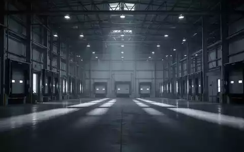 Leere Industrielagerhalle bei gedimmtem Licht als Symbol für Stellenabbau und wirtschaftliche Umstrukturierung. - Foto: über boerse-global.de