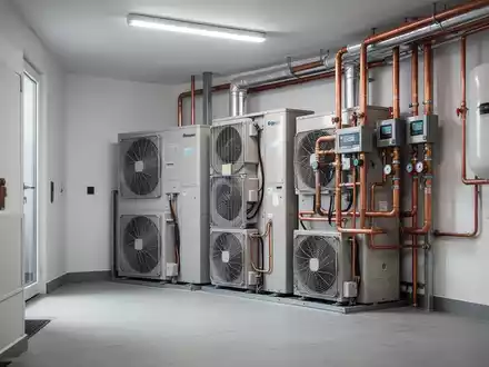Moderne Wärmepumpe in einem hellen Technikraum als Symbol für energetische Heizungssanierung. - Foto: über boerse-global.de