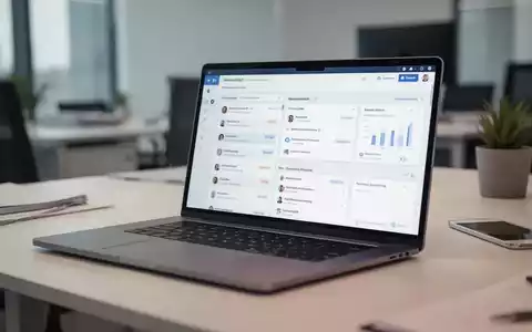 Moderner Büroarbeitsplatz mit Laptop, auf dem eine E-Mail-Verwaltungsoberfläche zur digitalen Archivierung zu sehen ist. - Foto: über boerse-global.de