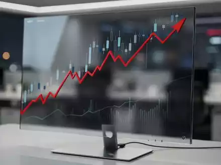 Digitaler Aktienchart mit einem abfallenden Trendverlauf auf einem Monitor vor verschwommenem Bürohintergrund. - Foto: über boerse-global.de