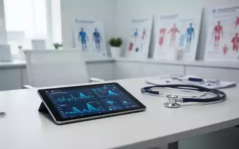 Modernes Behandlungszimmer mit medizinischen Lehrmaterialien und einem Tablet für digitale Gesundheitsaufklärung. - Foto: über boerse-global.de